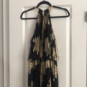 Full length formal pleated gown